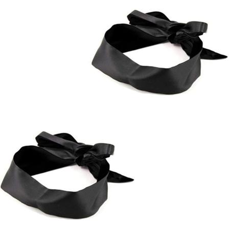 2-pack satin sovmasker, mjuk och smidig, 57 tums längd, justerbar, vuxen, resor, tupplur, svart