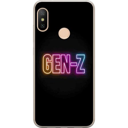 Yhteensopiva Puhelinkuori Xiaomi Xiaomi Redmi 6 Pro Neontext Gen Z värikkäässä valossa tummaa taustaa vasten modernissa digitaalisessa tyyliissä