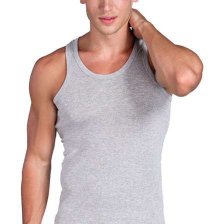Ermeløs tanktopp for menn, rund hals, slim fit, myk bomull, avslappet sportsvest, løping, grå
