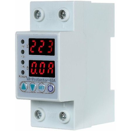 63a Din Skinne Justerbar Over- og Underspenningsvern Beskyttelsesrelé Overstrøm