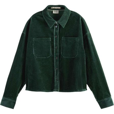 Scotch & Soda Corduroy boxy shirt blue spruce green , Groen , Dames , Maat: L