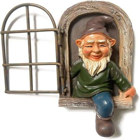 Elf Out the Door Trädkramare, Trädtittare Trädgårdsdekoration Resin