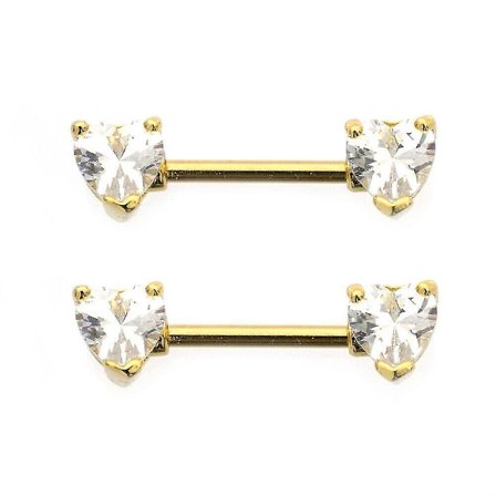 Nippelpiercing med hjärtformad kubisk zirkonia guld ip 14g
