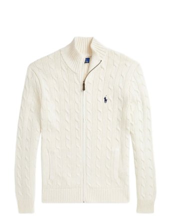 Polo Ralph Lauren | Cable-Knit Cotton Full-Zip Sweater | XXL