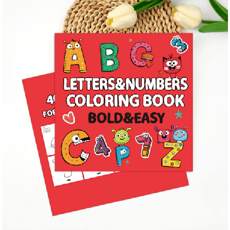 En malebog for voksne og teenagere med super søde billeder og simple og afslappende mønstre, tal og bogstaver