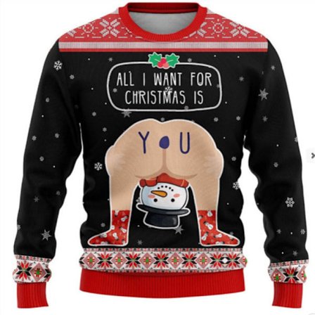 Julegenser med 3D digitaltrykk og rund hals - Gave - HQ29 - Størrelse SS