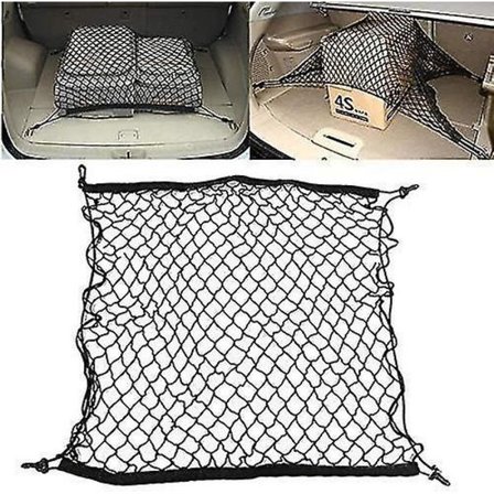 Opbevaringsnet i mesh, 70 * 70 cm bilopbevaringsnet elastisk lastbilnet meshdeler sikkerhedsbarriere nylon bagagerumsarrangør med 4 kroge