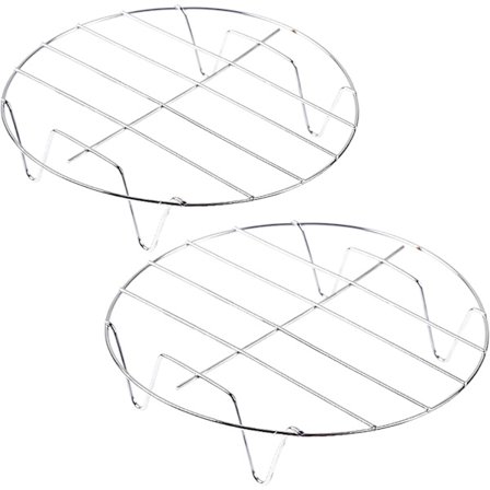 (18 cm) Ångställ, 2-pack 18 cm Rund Matkvalitet Rostfritt Stål Ångplatta för Ångkokning, Kylning och Rostning i Kök och Utomhus
