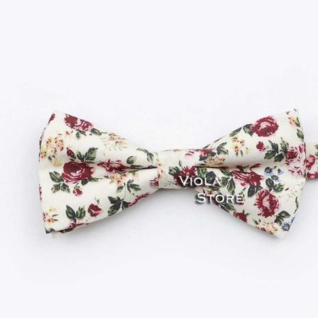 100% Bomull Vintage Röd Och Grön Printed Rosett