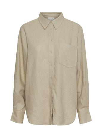 Yasflaxy Ls Linen Shirt Noos Beige YAS