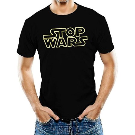 Universal Apparel Herr Stop Wars rolig T-shirt