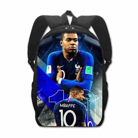 fodboldstjerne Skole taske Grundskole elev Rygsæk Kylian Mbappé 40cm A 40cm