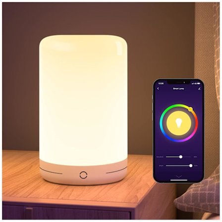 Smart lampa, LED-touchlampor vid sängkanten, RGB-färgförändrande dimbar &