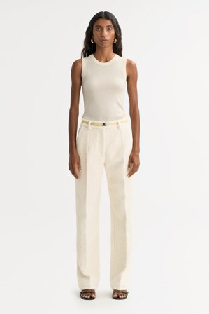 Soft Goat - Boucle Pants - Women cashmere pants - L - Feather White