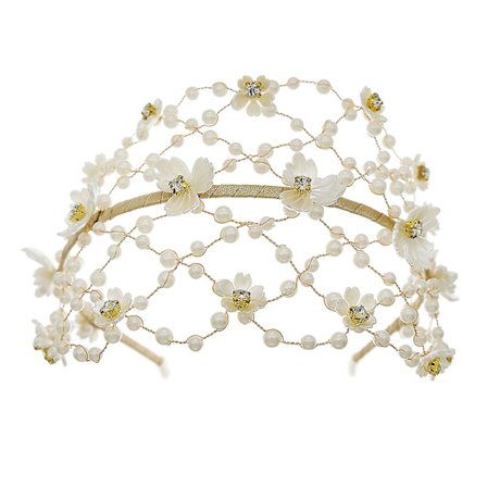 Blomstret Hårbøjle til Kvinder Brudeslør Hårtilbehør Med Perler Til Banket Maskerade Kjoler Kjole