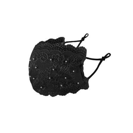 2 kpl pitsinauhalla varustettua pitsi- ja helmikasvonaamiota - Suojanaamio naisille ja tytöille