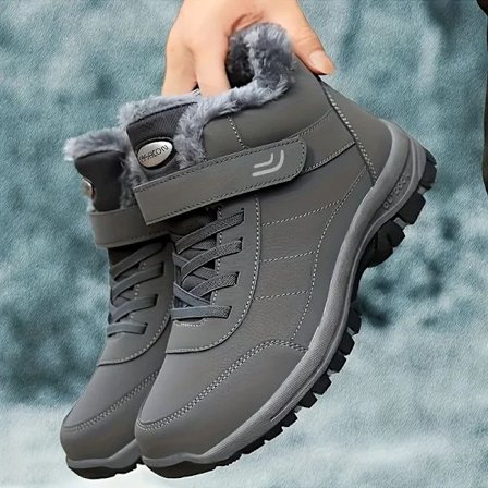 Winter Boots for Women - Non-Slip Rubber Sole, Lace-Up Mid-Calf Ankle Boots Grey EU 41.5