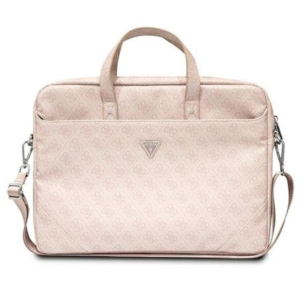 Guess Saffiano 4G Triangle Logo väska för en 16'' bärbar dator - rosa