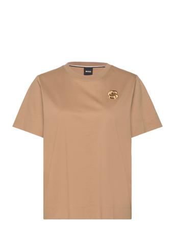 Elphi_Bb Tops T-shirts & Tops Short-sleeved Beige BOSS