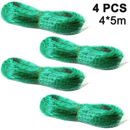 Fågelnät, trädgårds nät som inte trasslar och återanvändbara staket skyddar fruktgrönsaker från fågelhjort, 4-pack (4 x 5 m)