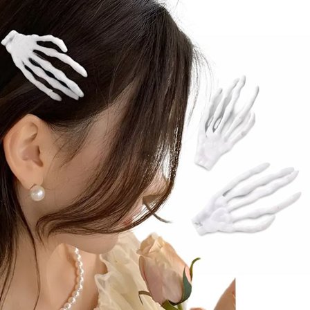 Hårspænder med skelethåndmotiv - 2-pak, unikt skelet til Halloween-tilbehør