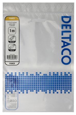 Deltaco Power cable IEC C14 - IEC C5, 1m, black