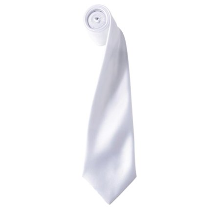 Premier Mens Plain Satin Tie (Narrow Blade) One Size White