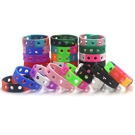 16 stk silikonarmbånd med hull, fargerike gummibånd, justerbare armbånd med kamuflasjemønster (tilfeldig farge)