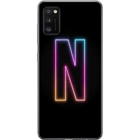 Kompatibelt Mobilskal till Samsung Samsung Galaxy A41 Minimalistisk neonbokstav N i färgskiftande ljus mot svart bakgrund