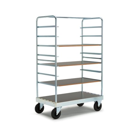 Etagevagn,1200x800x1900 mm, elförzinkad ram, MDF-skivor, utan broms