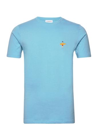 Embroidery Tee S/S T-shirts Short-sleeved Blå Lindbergh*Betinget Tilbud