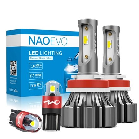 LED Dimljuslampa, Fläktlös Design, Mini Storlek, 6000K Vit, T10 X NF, H4/9003/HB2 Hi/Lo