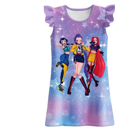 Kpop Demon Hunter Girls Girls Flygende Erme Nattkjole Casual Hjemmekjole Antrekk