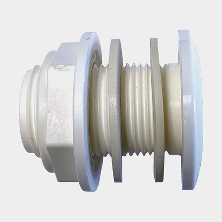 Bulkhead fitting for water tanks CAN-SB, straight, white, plastic