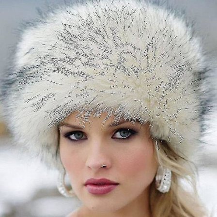 Dames Fluffy Faux Fur Russisk Hat Tyk Puffy Skihue Vintervarmer Hat