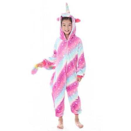 Barn Jenter En-delt Unicorn Pyjamas Flanell Hettestøvel Jumpsuit Vinter Onesies Nattøy