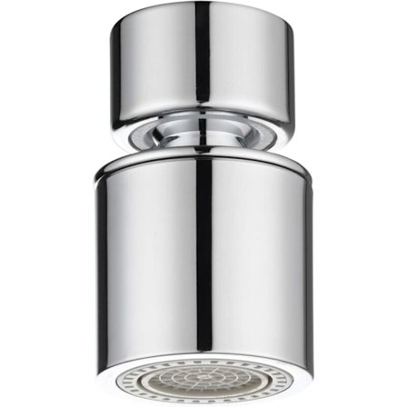 Tilbud, 360° drejelig haneudlufter, 22mm hunhane, dobbeltfunktion køkken, krom, AAFGVC