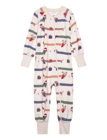 Geggamoja | Bamboo Two Way Zip Pyjamas Santa Dogs | 98/104