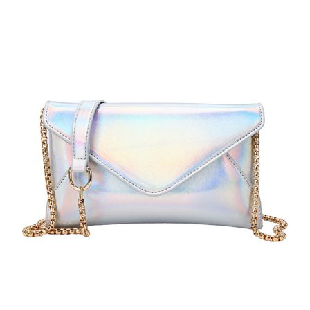 Skuldertaske Fashion Dame Holografisk Konvolut Clutch Håndtaske Kæde Crossb
