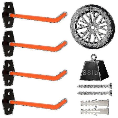 4 stk Garasje Kroker Heavy Duty Veggmontert, Dekk Oppbevaringssystem Med Anti-Skli Belegg, Heng Tungt Verktøy