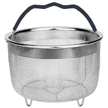 6-liters Tryckkokare Ångkorg i Rostfritt Stål med Silikonklädd Handtag