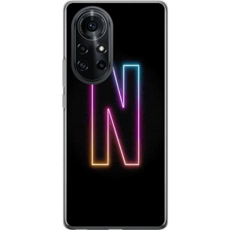 Yhteensopiva Puhelinkuori Huawei Huawei nova 8 Pro Minimalistinen neonkirjain N värinvaihtuvassa valossa mustaa taustaa vasten