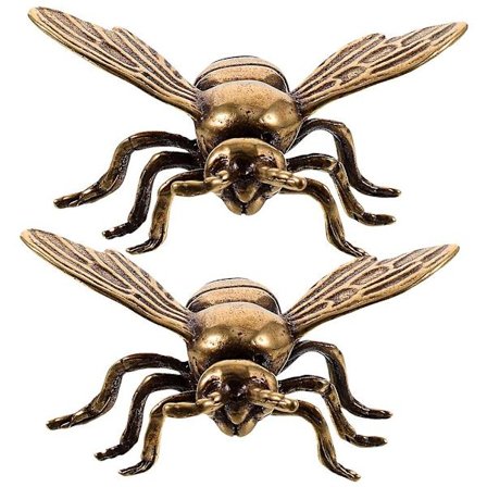 2 stk Vintage Messing Bie Statue Ornament Skrivebord Dekorativ Bie Figur Messing Bie Håndverk for Hjemmekontor (FMY)