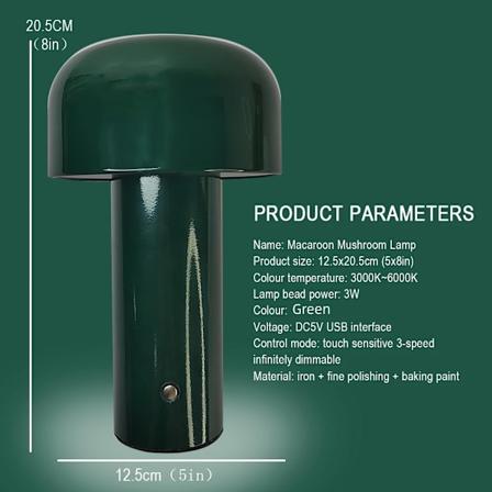 Svampebordlampe med berøringsføler USB-opladning Lille natlampe til børneværelse Drenge Piger Fødselsdag Julegaver 12.5x20.5cm Green USB Plug