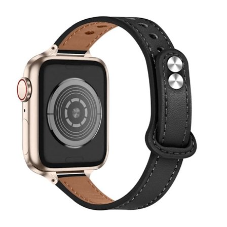 Apple Watch Series 8 (41mm) aito nahkaranneke - Musta