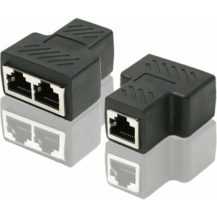 RJ45 CAT6 LAN 1 til 2 Ethernet Port Splitter Adapter Dobbelt Hun til Hun Port Kobler, 2 Pak Sort