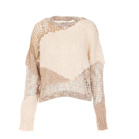 Amiri, Round-neck Knitwear Beige, Dames, Maat:M