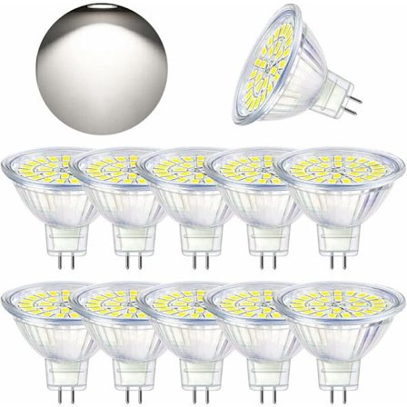 GU5.3 LED-lampa, kallvit 6000K, MR16 LED AC DC12V 3W motsvarande 30W halogen, icke-dimbar LED-spotlight, 10-pack [Energiklass F]-FA6-