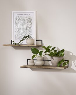 Træhylde med metalramme Brun