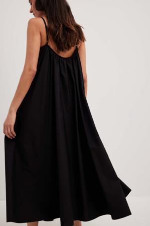 NA-KD Boho Robe mi-longue fluide en coton - Robe remise de diplomes - Noir - EU 34
